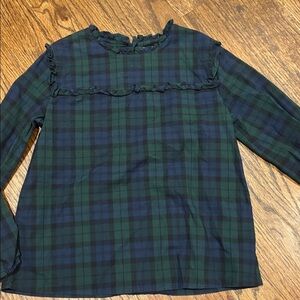 Crewcuts Green and Blue plaid Ruffle Top
